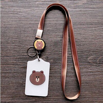 Cartoon Vertical Style Metal ID Badge Cute Cards Holder Key Chain Name Kawaii Card Holders School Student Office Supplies