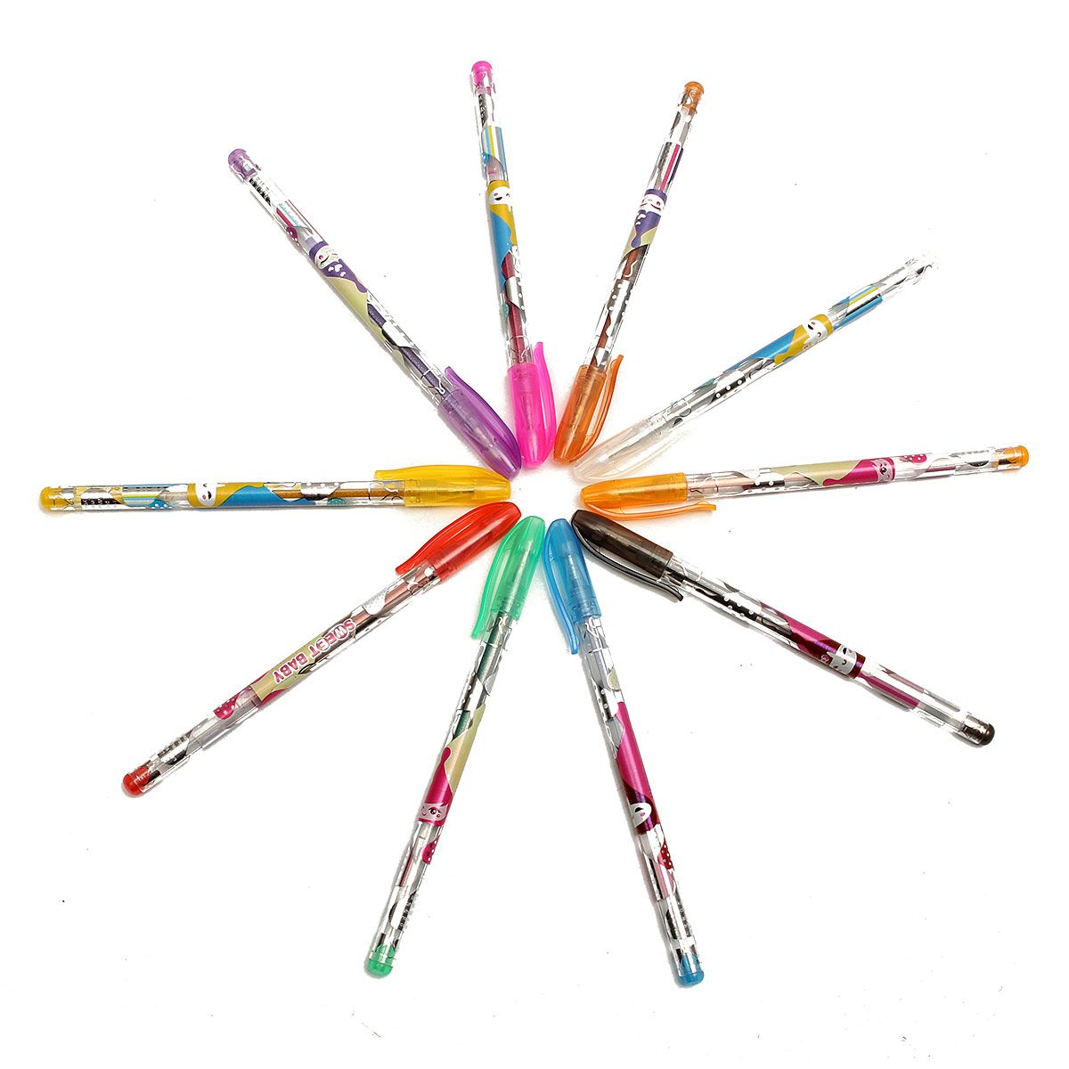 10x  Assorted Stationery Colours Shine Glitter Sparkled Gel Pens With Case School Stationary -