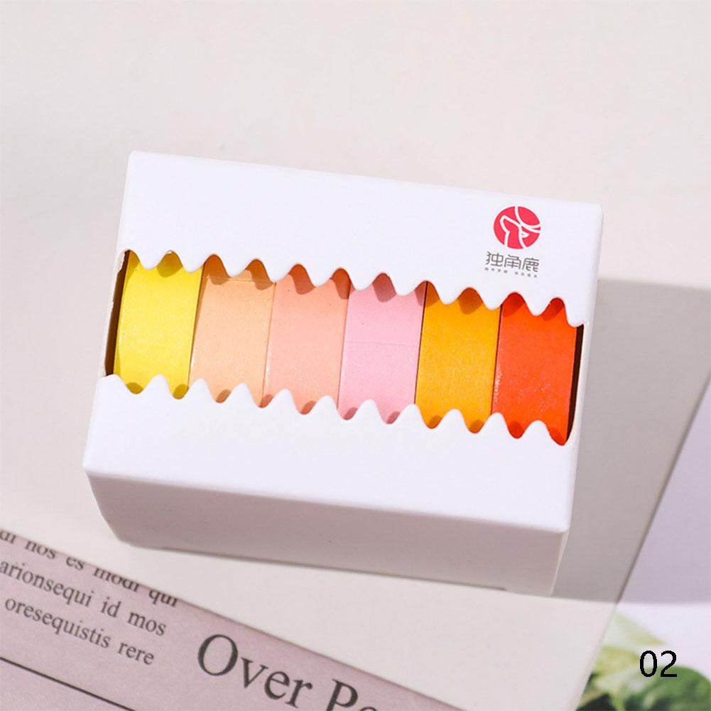 6pcs/set Pure Color Washi Paper Masking Tape Set Cute Makaron Adhesive Label Sticker For Scrapbooking Planner Diy Journal Diary