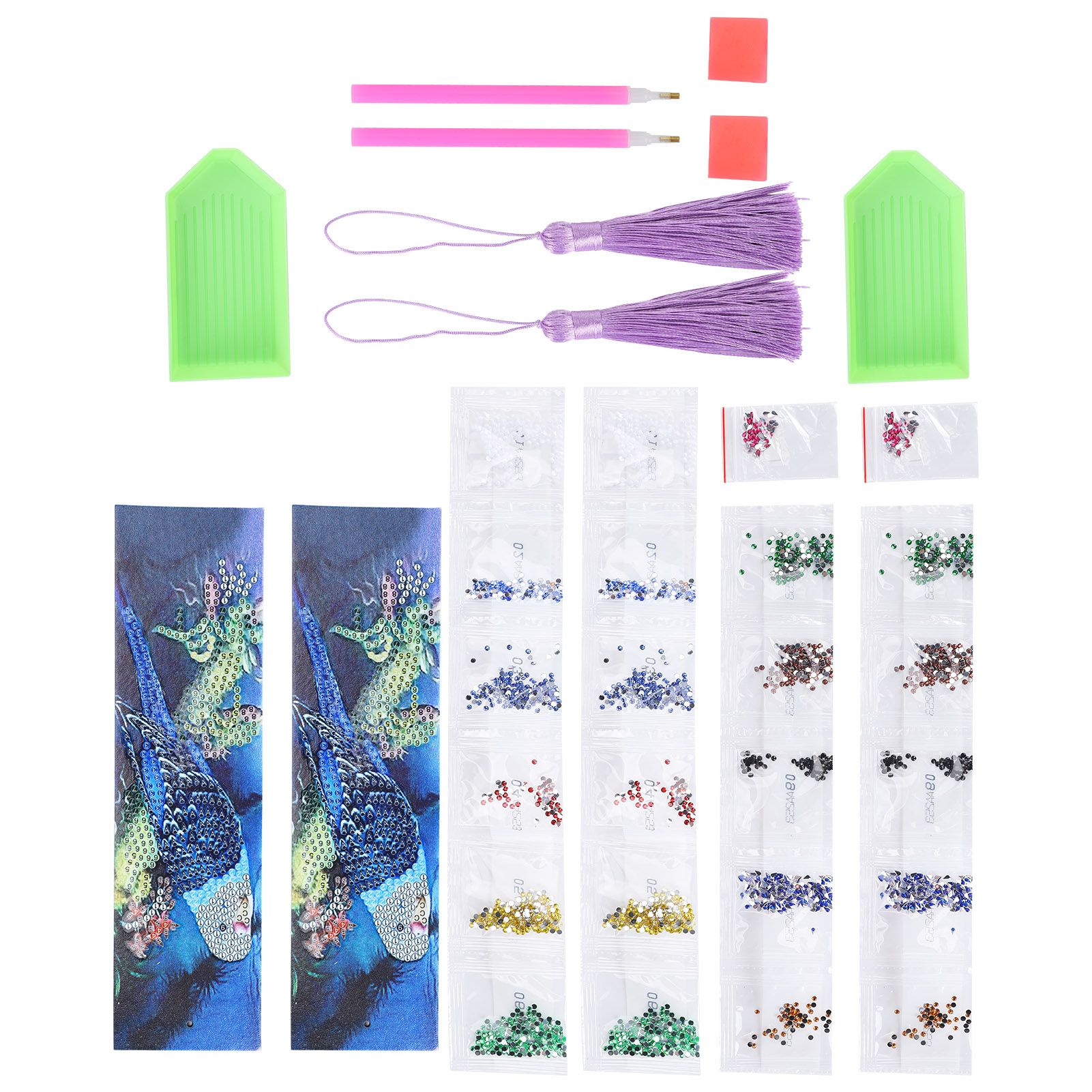 20.5 x 5.5cm / 8.1 2.2in Hanging Crafts Parrot Pattern Embroidery Diamond 5D Painting Bookmarks for Beginners Gift DIY
