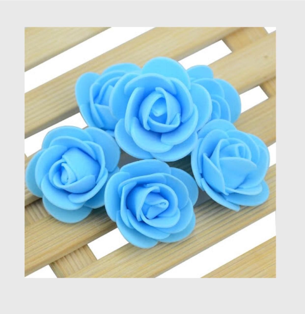 Blue PE Foam Rose Head Artificial Flower  - 20 pieces pack