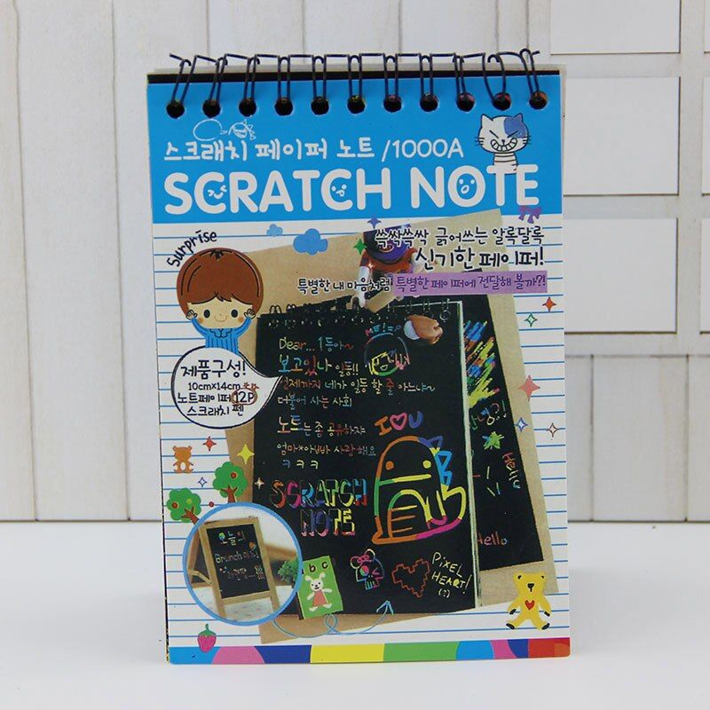 1 PC Scratch Note Black Cardboard Creative DIY Draw Sketch Notes for Kids Toy Notebook School Supplies