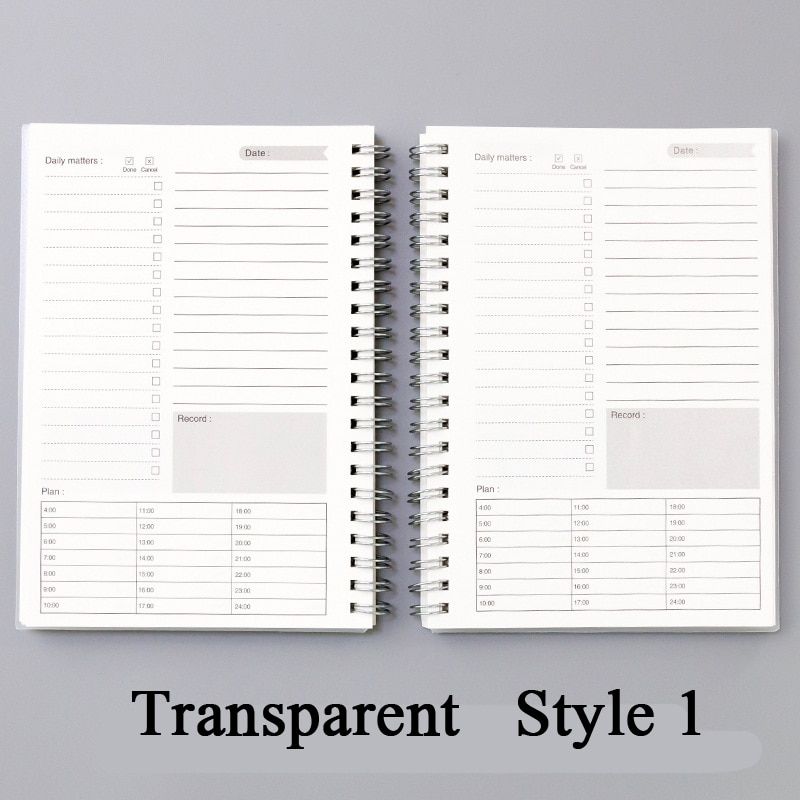 188x130mm Transparent / Kraft Cover Notebook Weekly Planner Study Journal Note Book Diary Bucket List Notepad Carnet A5(null)
