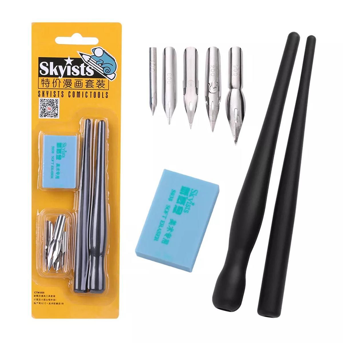 Dip Pen Set Manga Comics Art G pen set- 5 nibs 2 Body handle Anime Art Tools Cartoon Art Ink Pen