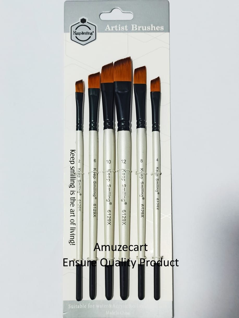 Keep Smiling Paint Brush Set / Artist Brush Sets For Super Perform Art Brush - 6 Piece
