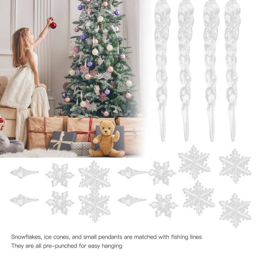 Christmas Snowflake Decorations Acrylic Icicle Pendant Party Ornaments