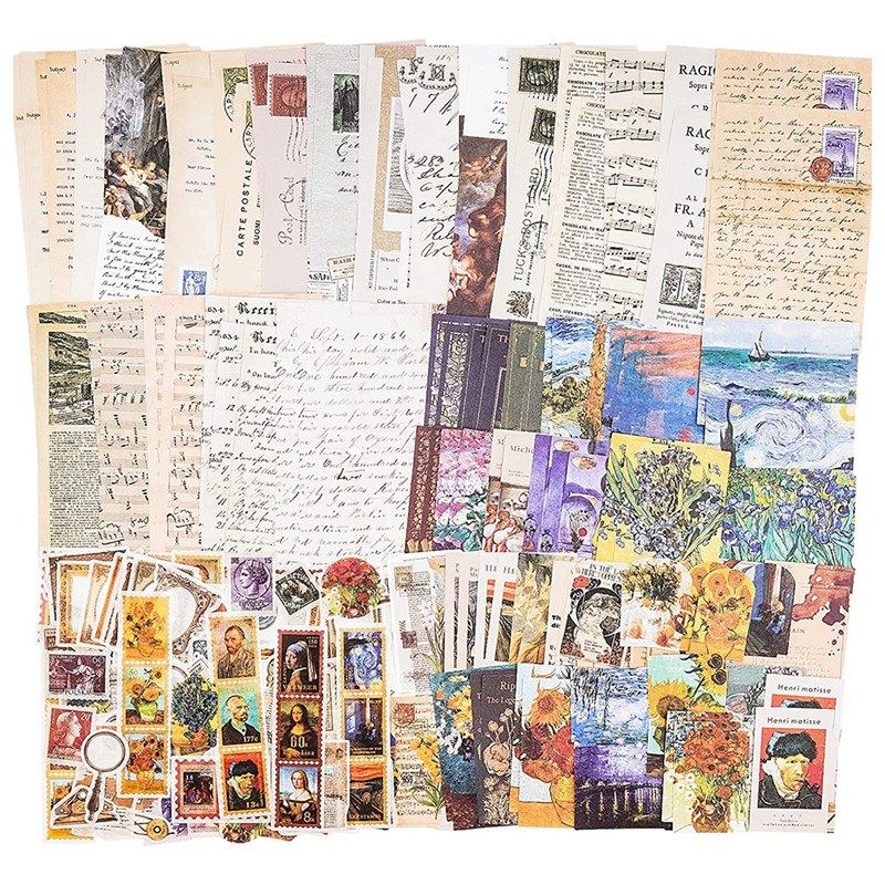 Vintage Scrapbook Supplies Pack (200 Pcs) for Art Journaling Junk Journal Planners DIY Paper Stickers