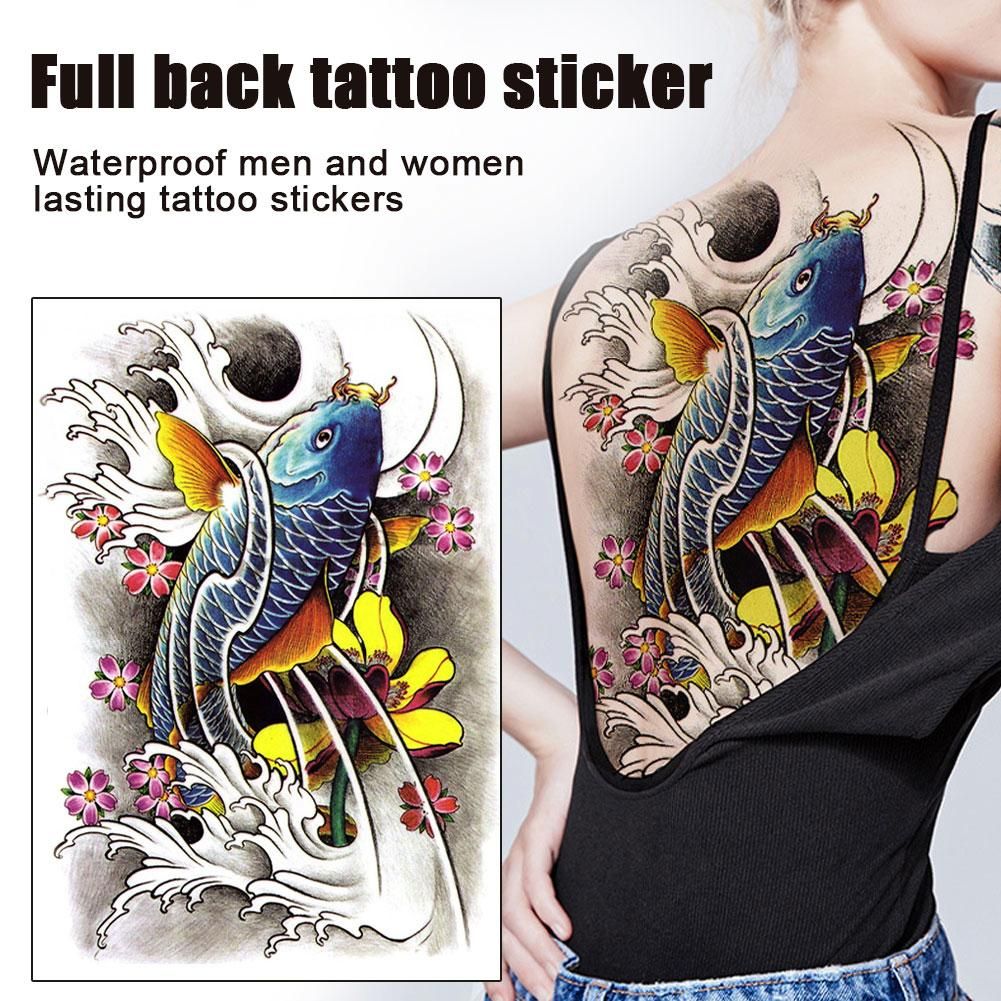 Big Large Full Back Chest Tattoo Large Tattoo Stickers Fish Wolf Tiger Dragon Waterproof Temporary Flash Tattoos