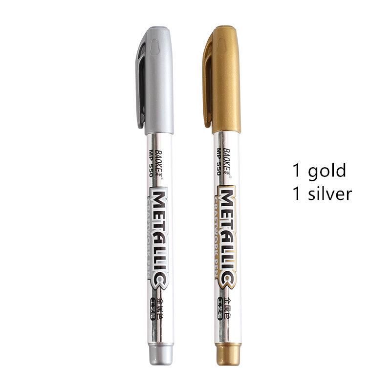 Baoke Metallic Color Marker Pen,metalic carftwork pen, Golden caraft pen , silver craft pen.
