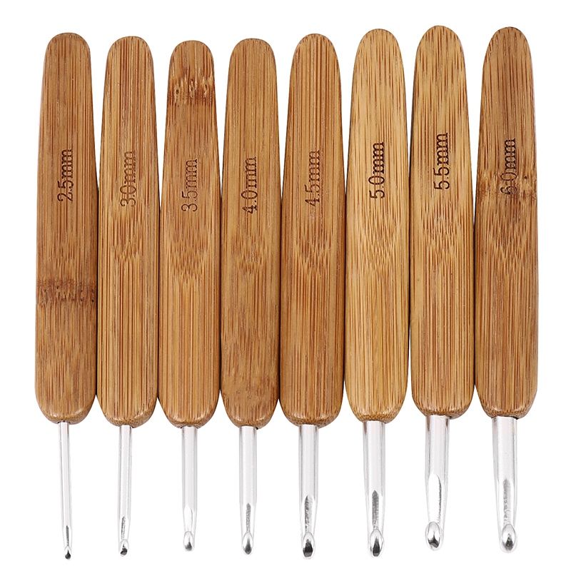 Bamboo Crochet Beginner Set Mixed Aluminum Handle Crochet Hooks Kit Bamboo Knitting Knit Needles Weave Yarn