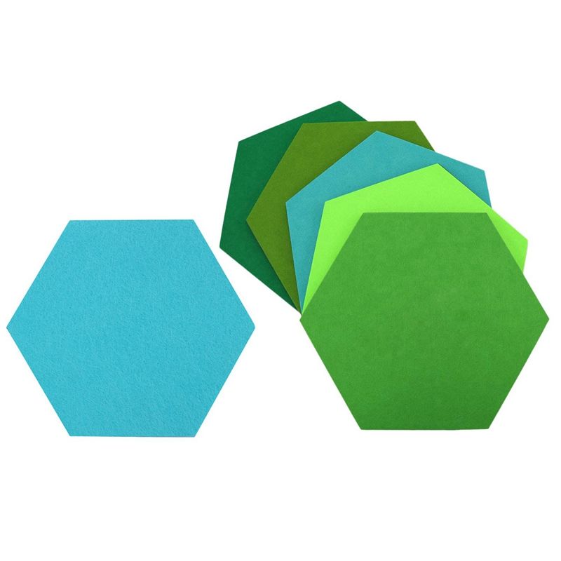 10 Pcs Hexagon Felt Board Hexagonal Felt Wall Sticker Multifunction 3D Decorative Home Message Board Self-Adhesive Kids Room Baseboard, 5Pcs Blue Series & 5Pcs Green Series