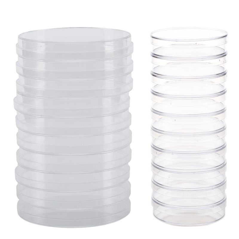 20Pcs Sterile Petri Dishes with Lids for Lab Plate Bacterial Yeast 55mm x 15mm & 90 X15mm