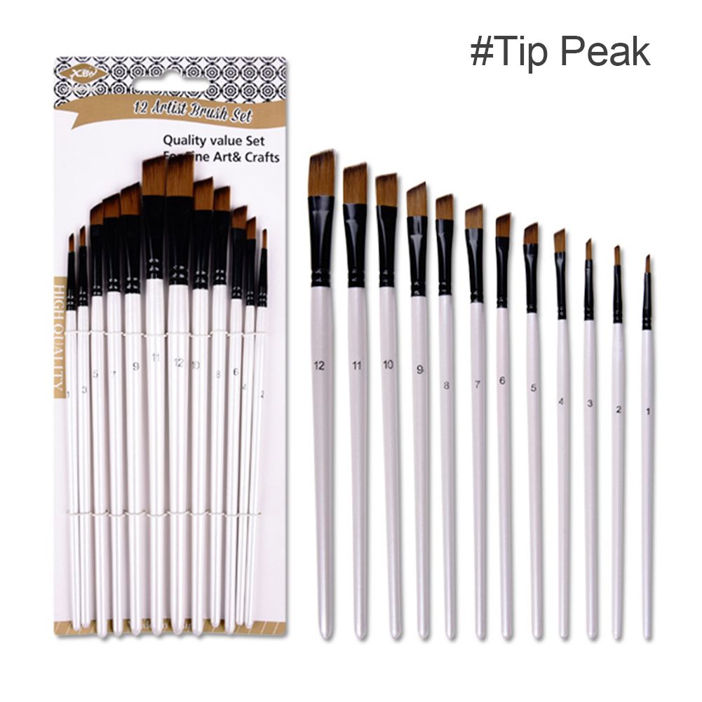 12Pcs Oil Painting Brushes Nylon Hair Wooden Handle Paint Brush DIY Watercolor Oil Acrylic Painting Art Drawing Pen Paint Brushes Art Supplies