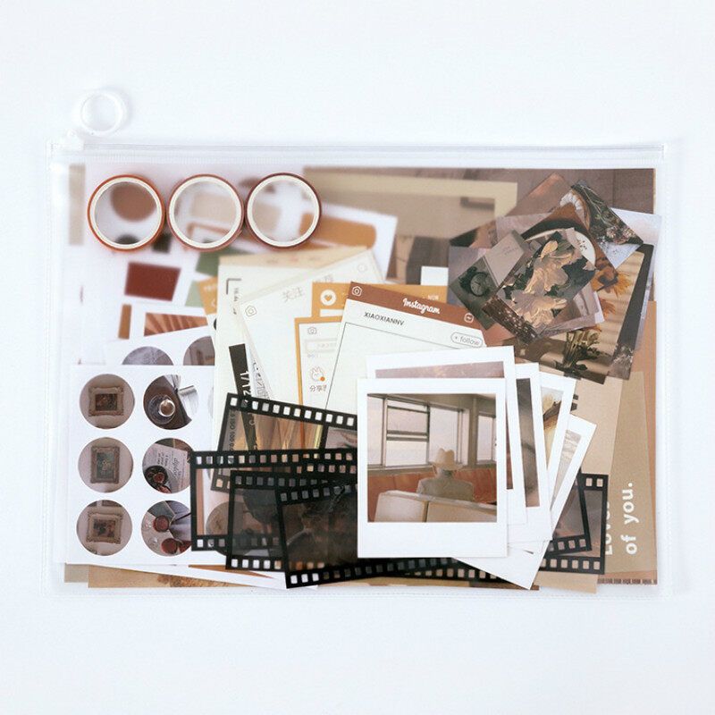 RHS Online 64PCS Basic Material Set Stickers Tape Memo Paper Card Journal Planner Diary Scrapbook