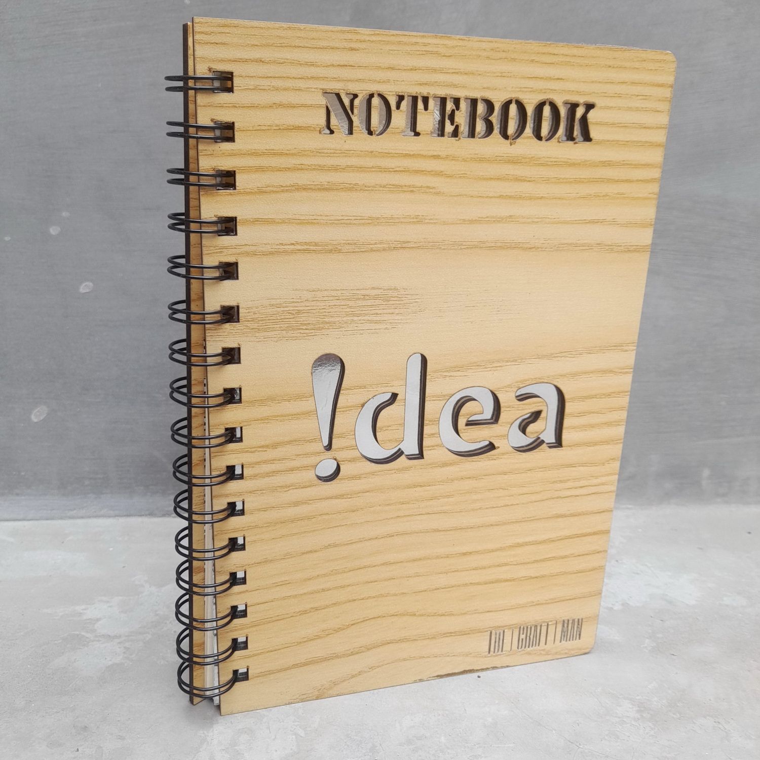 Notebook Diary Journal Silver Idea Wooden Light Large Spiral Binding Stationery Item Register- 1 Piece