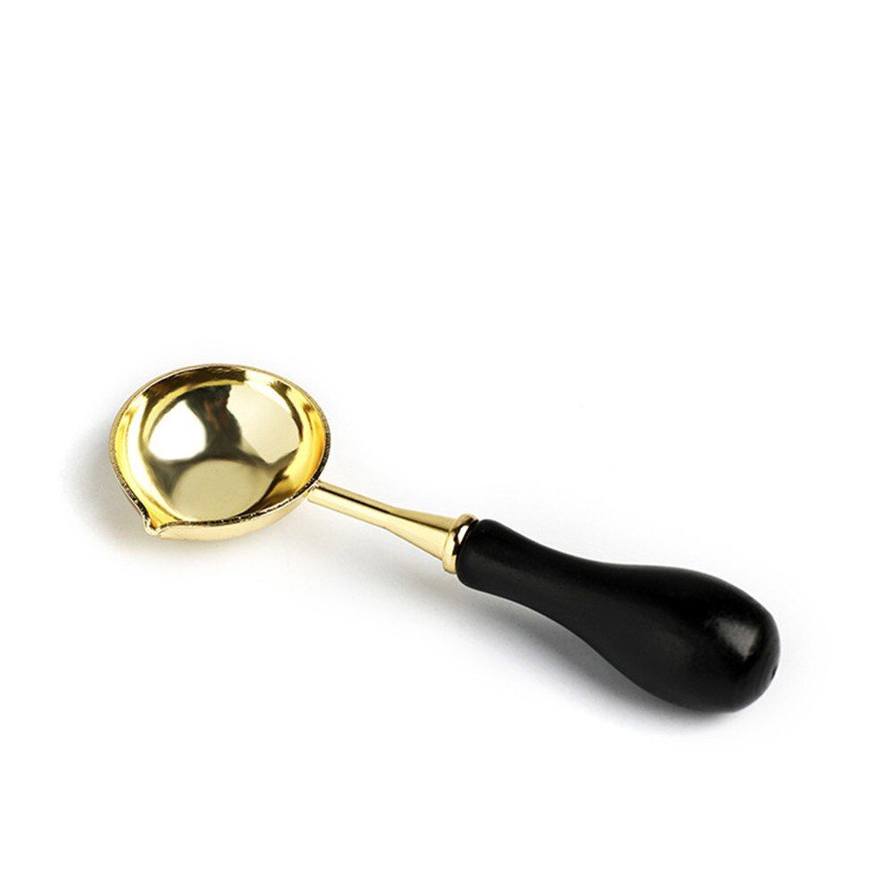 Big Copper Wax Melting Spoon Stamp Sealing Spoon Wooden Handle Brass Spoon for Wedding Post Gift Vintage Art Craft Card Making