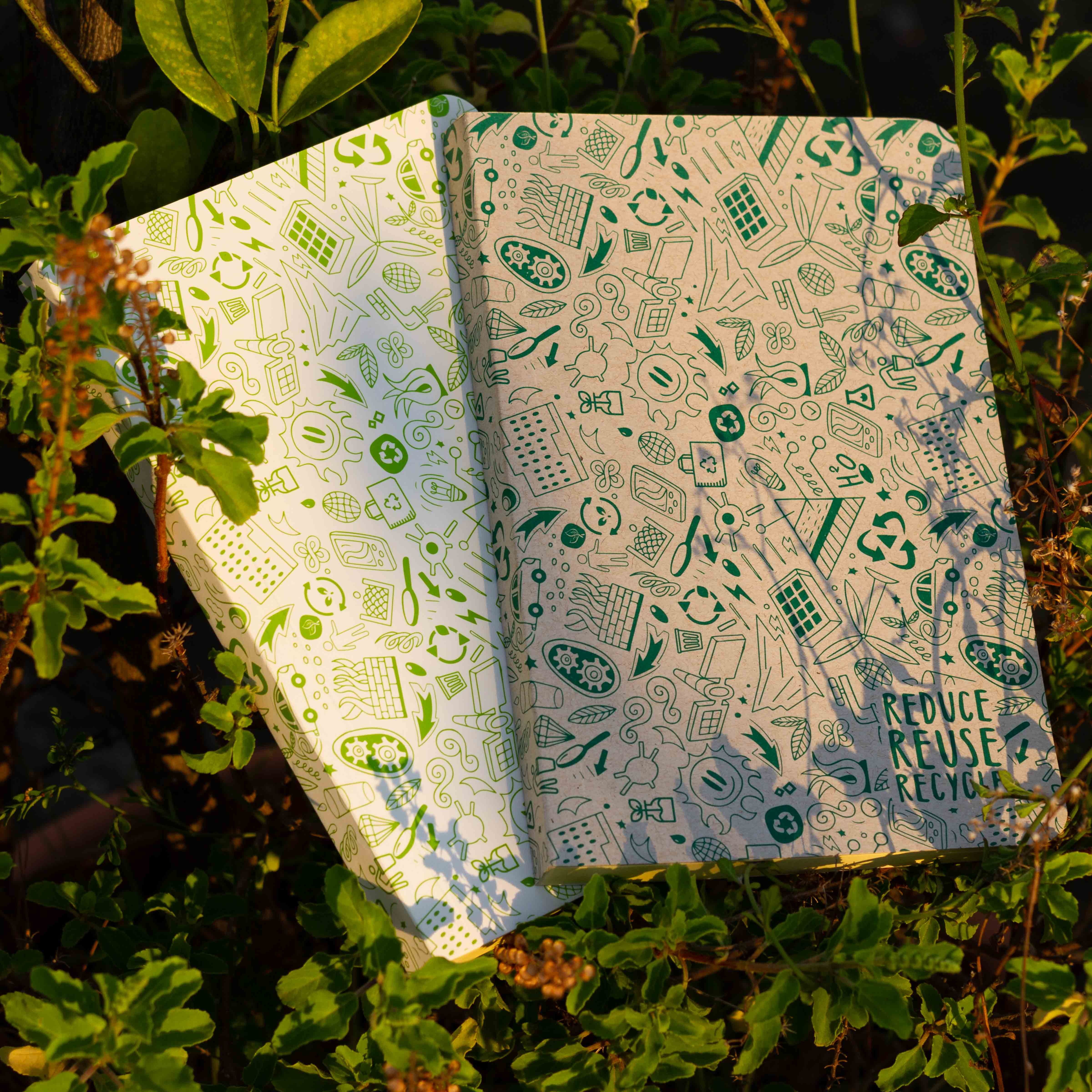 Tent Series Yellowish Page Reduce Reuse Recycle Soft Green & Green Cover Notebook (SN202108151) 2-Pack