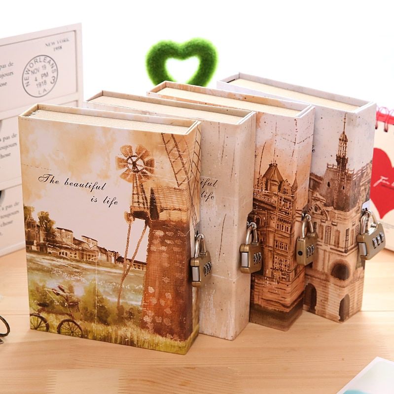 KIMCOOL Notebook [ The Famous Buildings Lockable Diary Notebook ] Classical European Vintage Diary Composition Book Notepad(null)
