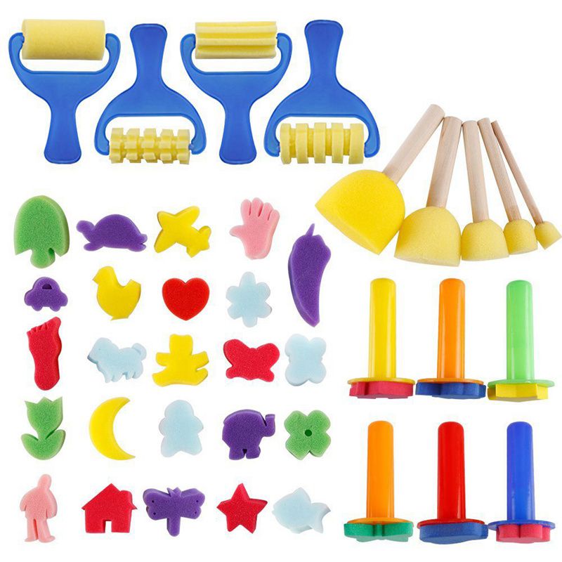 Early Learning Mini Flower Sponge Painting Brushes Craft Brushes Set for Kids Shipping by FBA