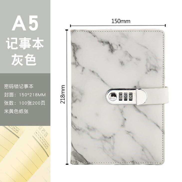 New A5 Retro password this creative student diary with lock notebook stationery leather thicken 100Pages code book Office School(null)