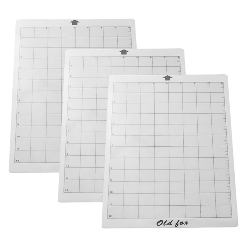 3Pcs Replacement Cutting Mat Adhesive Mat with Measuring Grid 8 By 12-Inch for Silhouette Cameo Cricut Explore Plotter Machine(null).