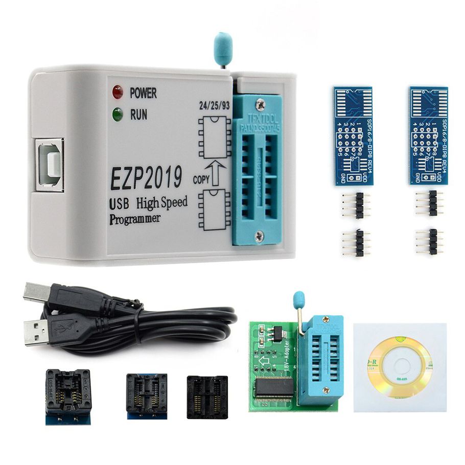 Factory Price!!! 2019 est Version EZP2019 High-speed USB SPI Programmer Support24 25 93 EEPROM 25 Flash BIOS Chip+7 Adapters