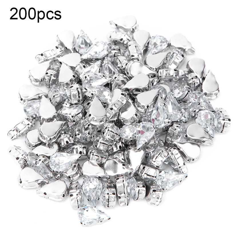 Crystal Diamond 200 Pcs Acrylic Tear Drop DIY Decoration Part for Clothing Shoe Bag Ornament Accessory