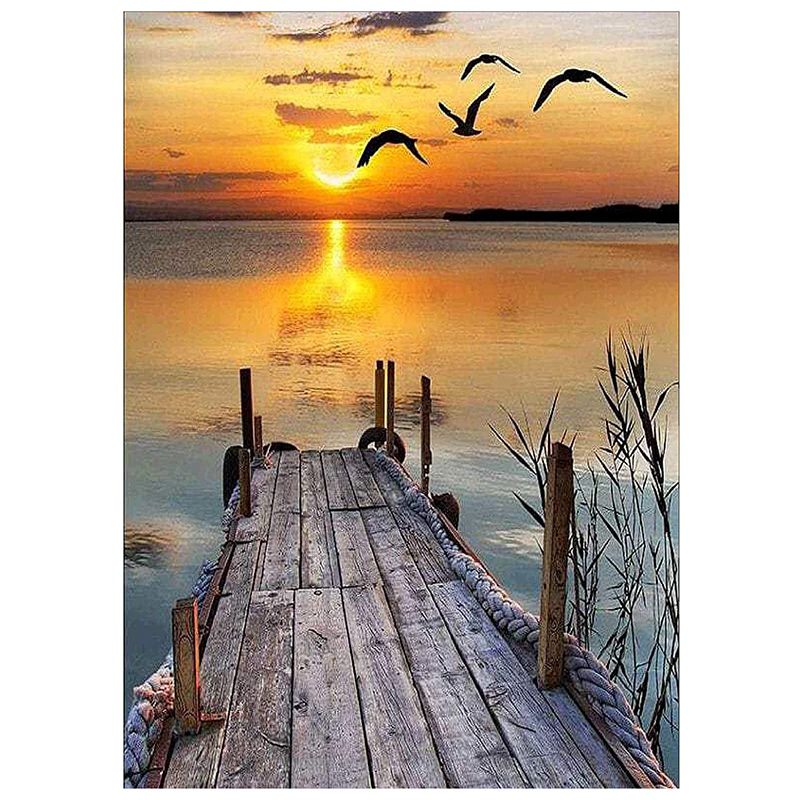 Full Drill Diamond Painting Sunset Scenery Kits,DIY Paint with Diamond Art Landscape Kits for Adults Home Wall Decor