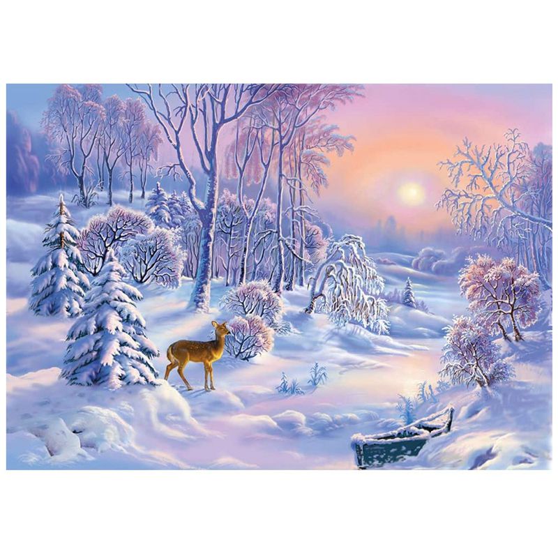 Diamond Painting Kits, Deer Winter Snow Landscape Full Drill DIY Diamond Art Cross Stitch Paint By Numbers Home Decor