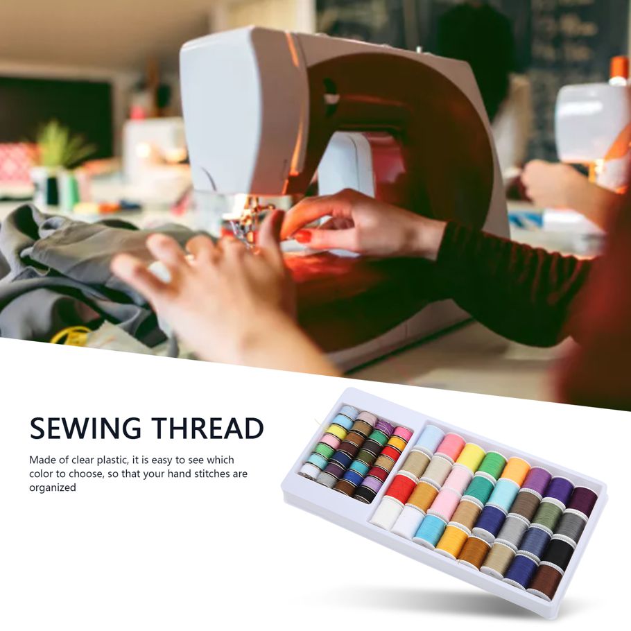 Sewing Thread Set 60 Shaft Multicolor Practical Polyester with Reusable Bobbin for Machine