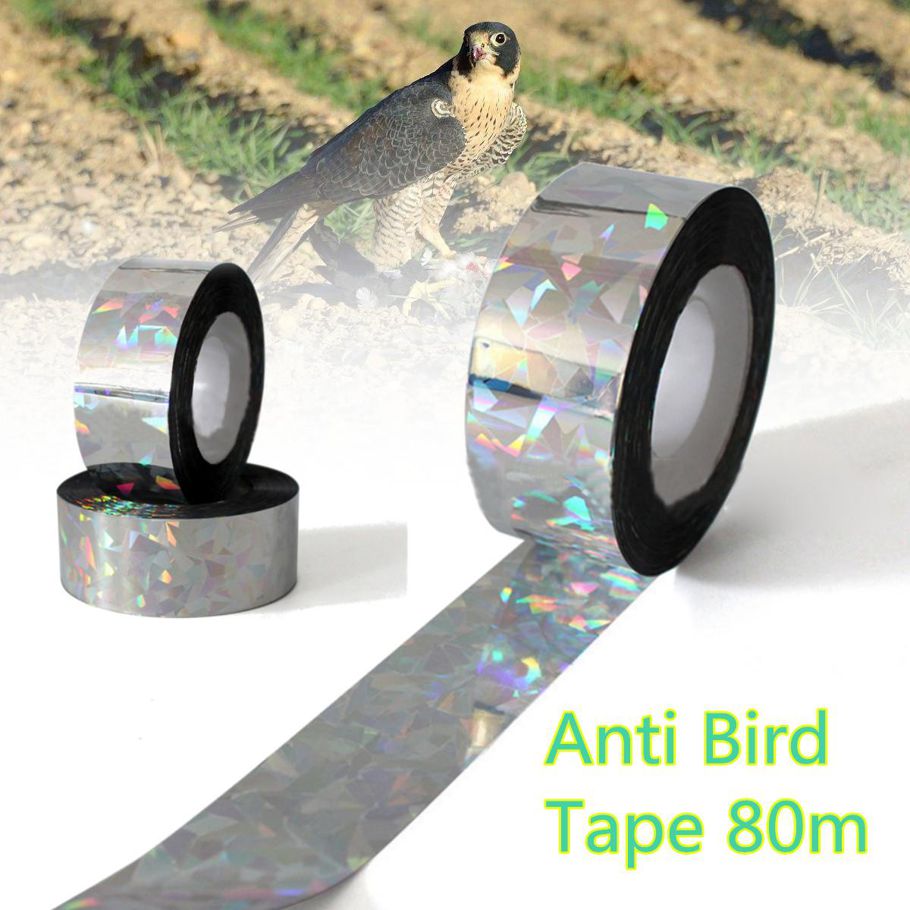 Bird Deterrent Tape Flashing Visual Pigeon Scare Repeller Ribbon  # 2.4cmx80m - Width 2.4cm length 80m laser