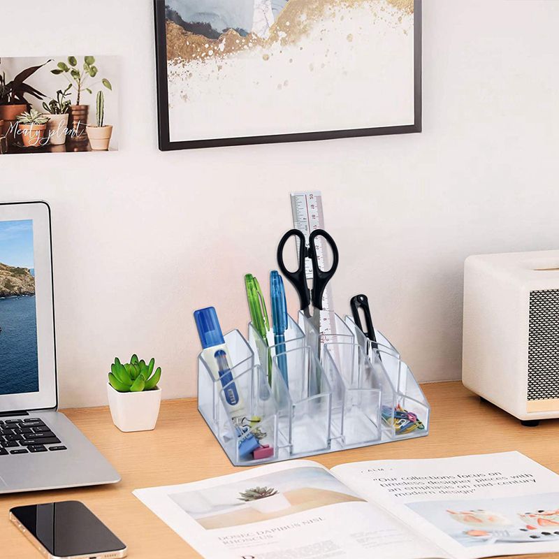 Acrylic Desk Organizer Clear Pen Holder Makeup Brush Multi-Functional Display Office Organization Storage Box
