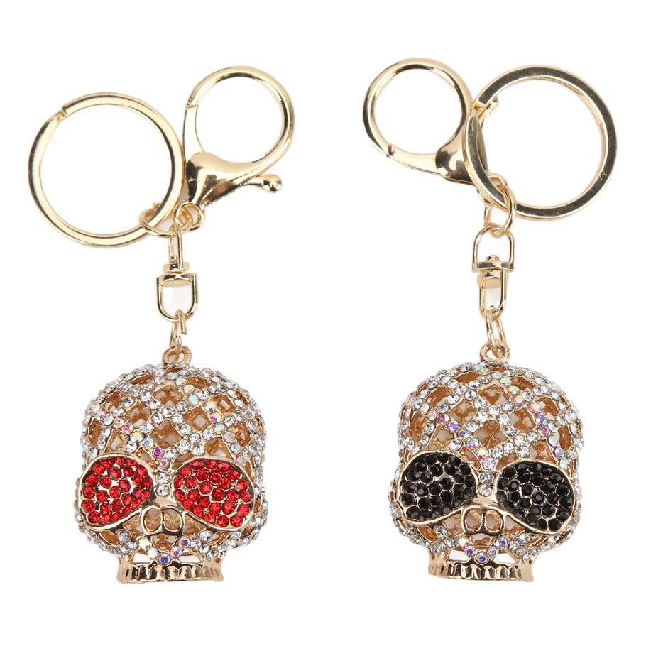 2pcs Skull Keychain Black Red Romantic Pendant For Handbag Decor