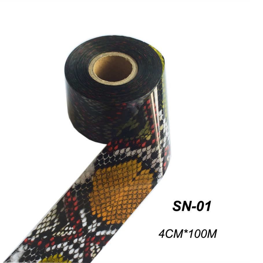 1Roll Snake Print Nail Transfer Foils 4cm*100m Wild Animal Skin Design for Nails DIY Mnaicure Tips Polish Decoration