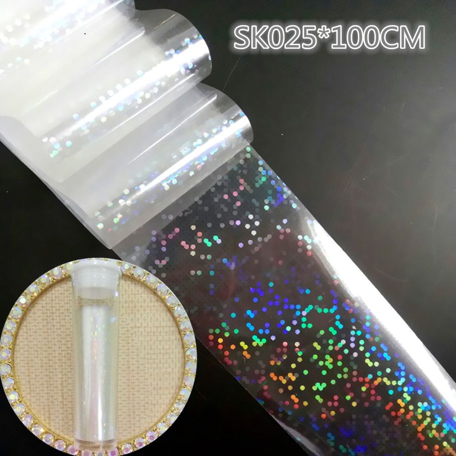 4cmx100cm Holographic Maze Nail Stickers Clear Laser Nail Transfer Foils For Design DIY Full Cover Decals Tip Manicure Tools