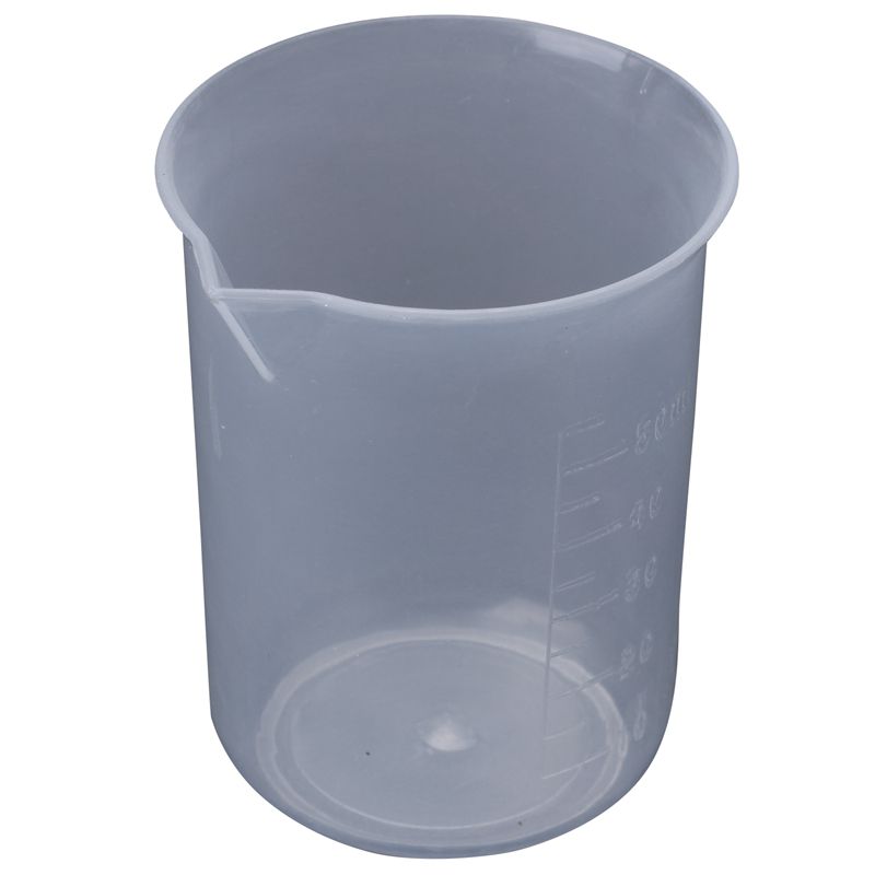 50mL Graduated Beaker Clear Plastic Measuring Cup for Lab 2 Pcs