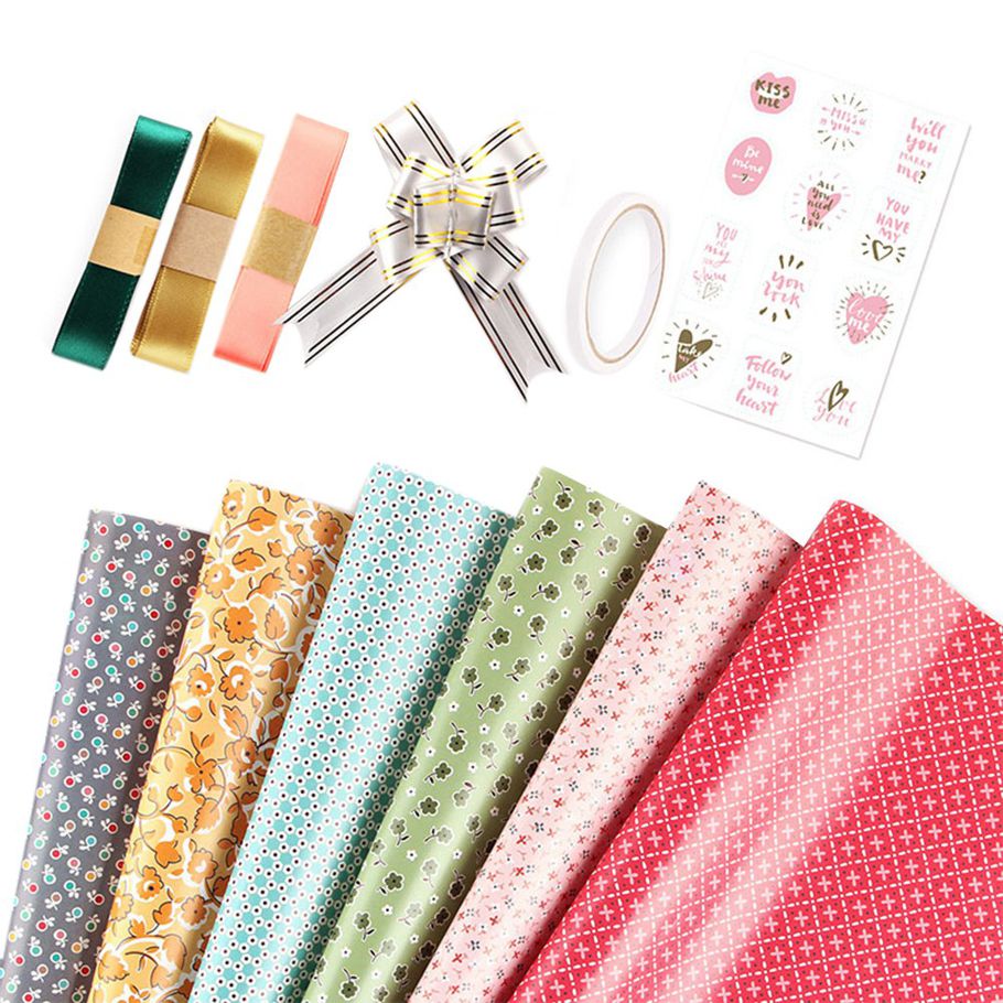 Wrapping Paper Sheets,Birthday Wrapping Paper Included 6 Pcs Gift Wrap Papers,Ribbon Present Gift Wrapping Paper