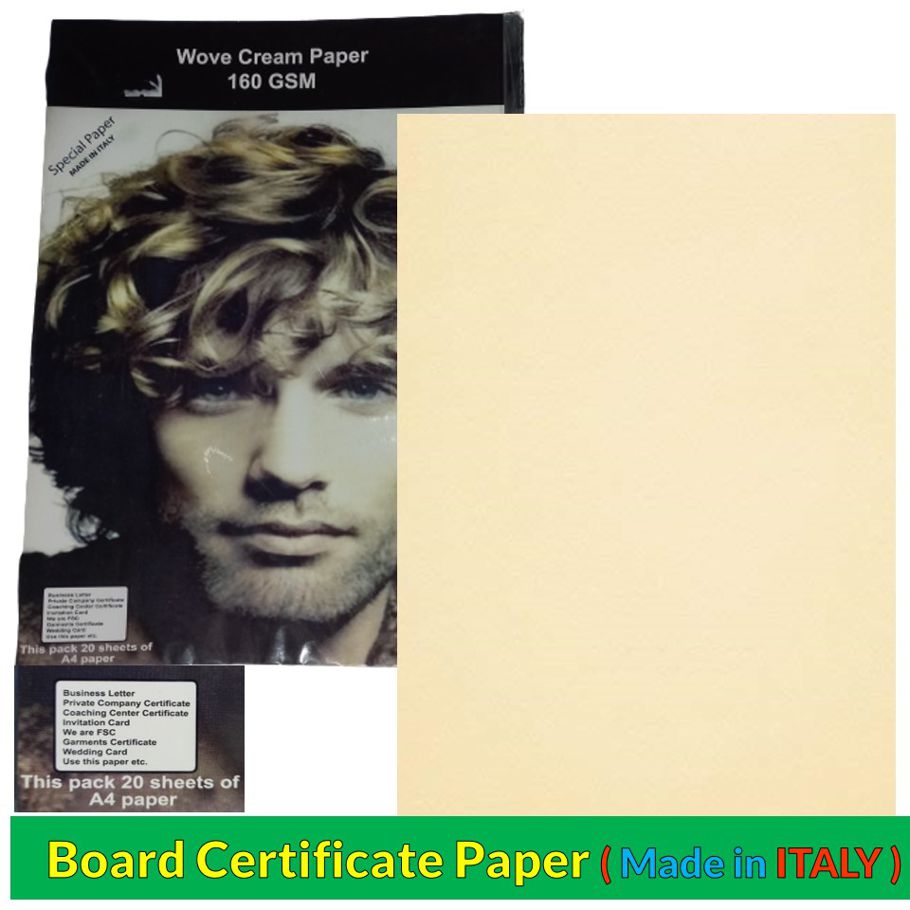 White Gold Board quality certificate Paper 160gsm A4 - 20 PCS Made in ITALY