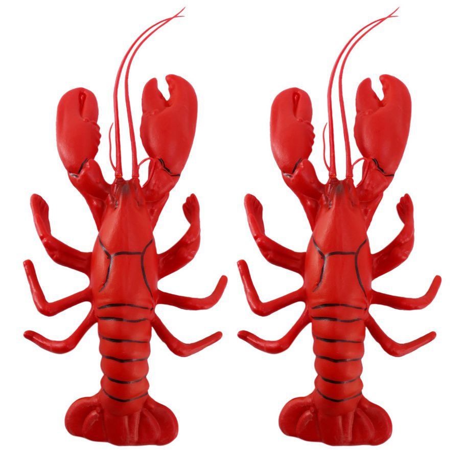 2X 12x5 inch Big Fake Lobster Model for Dispaly Artificial Marine Animals Decoration