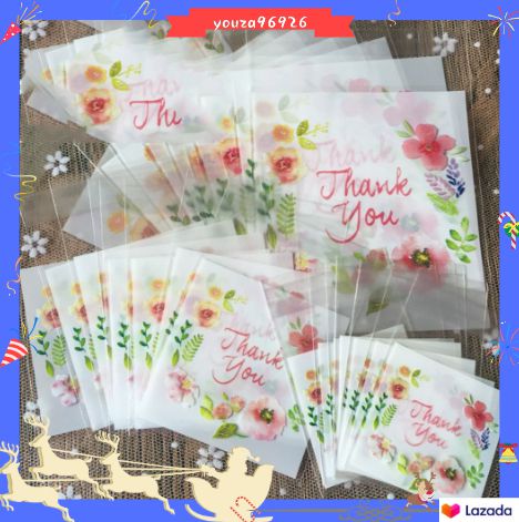 100pcs 4 Sizes New Party Supplies Plastic Hot Self-Adhesive Thank You Cookie Package Candy Bag