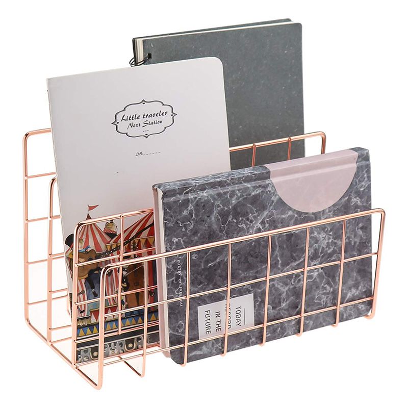 Desktop Mail Organizer, 3-Slot Metal Wire Mail Sorter, Letter Organizer for Letters, Mails, Books, Postcards and More, Mail Holder Rose Gold Exquisite Product