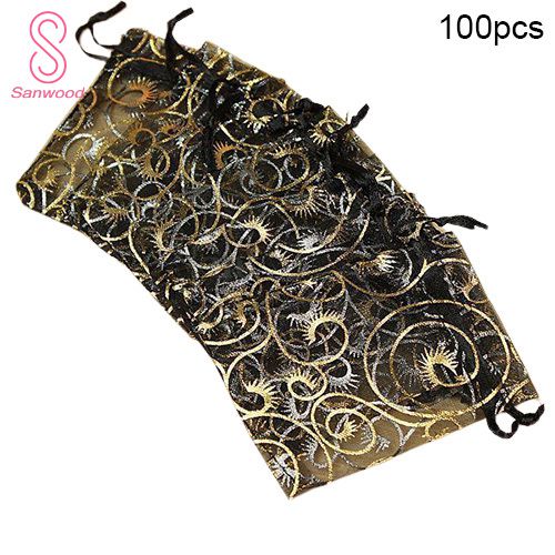 100Pcs Organza Gift Bags Jewellery Christmas Wedding Party Packing Pouches