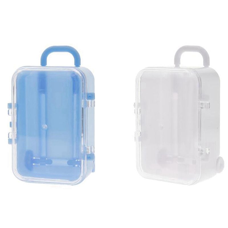 Roller Travel Suitcase Candy Box Personality Creative Wedding Candy Box Trolley Case Candy Toy Storage Box,White & Blue