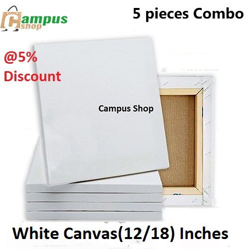 5 pieces Combo of (12″/18″) Inches Drawing Canvas – White