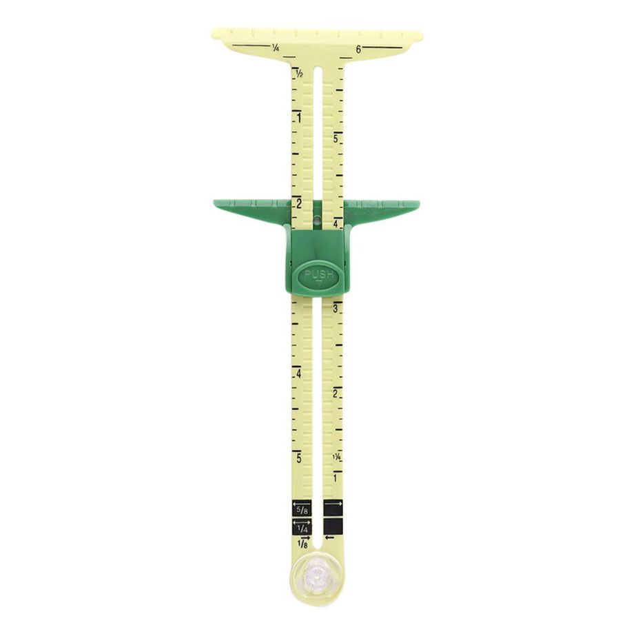5-in-1 Sliding Gauge With Nancy Measuring Sewing Tool Patchwork Tool Ruler Tailor Ruler Tool Accessories-ST-A23 yellow and green