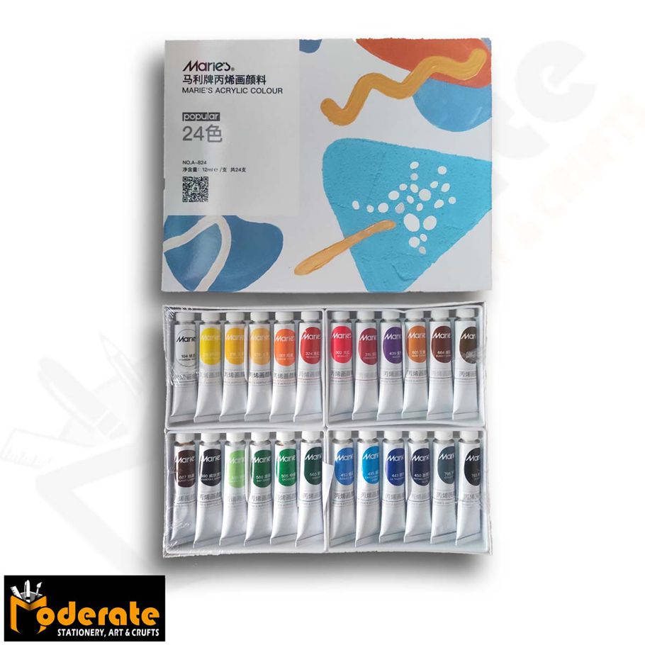 Maries 24 Acrylic Color For Professional Artist- 12ml