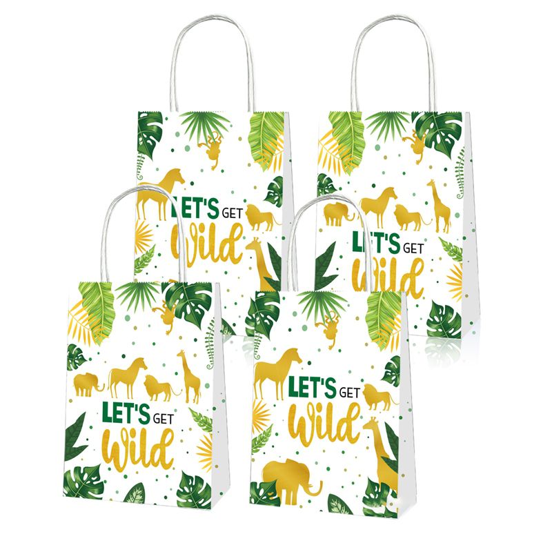 24Pcs Jungle Themed Party Decorations Lets Get Wild Gift Bags with Handles for Baby Shower Wedding Birthday Party Favor