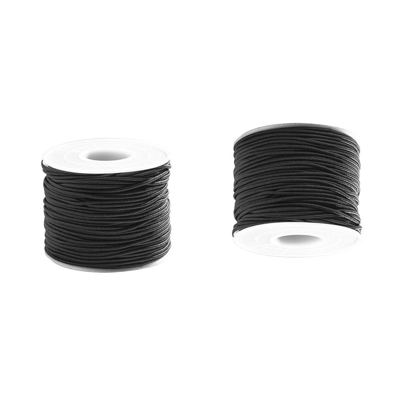 2x 1.5 MM/1.0 MM Leather Line Waxed Cord Cotton Thread String Strap Necklace Rope for Jewelry Making DIY Bracelet Black