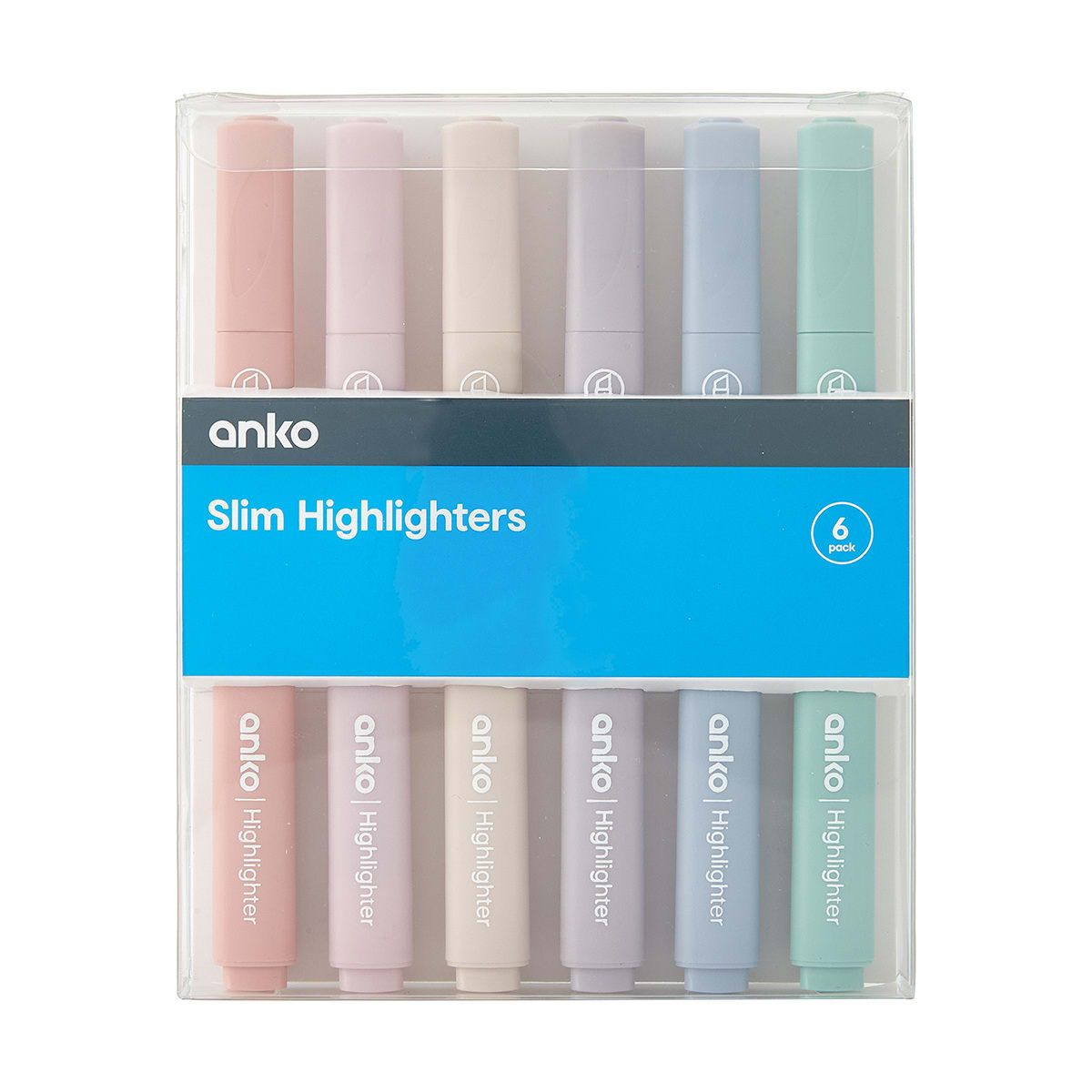 6 Pack Slim Highlighters - Pastel