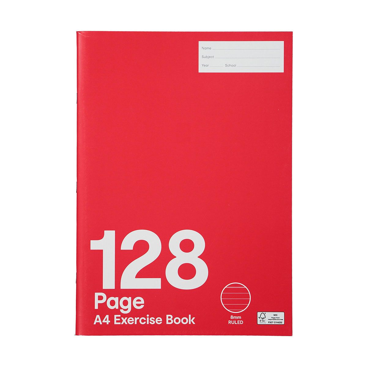 Exercise Book - A4, 128 Pages, Red